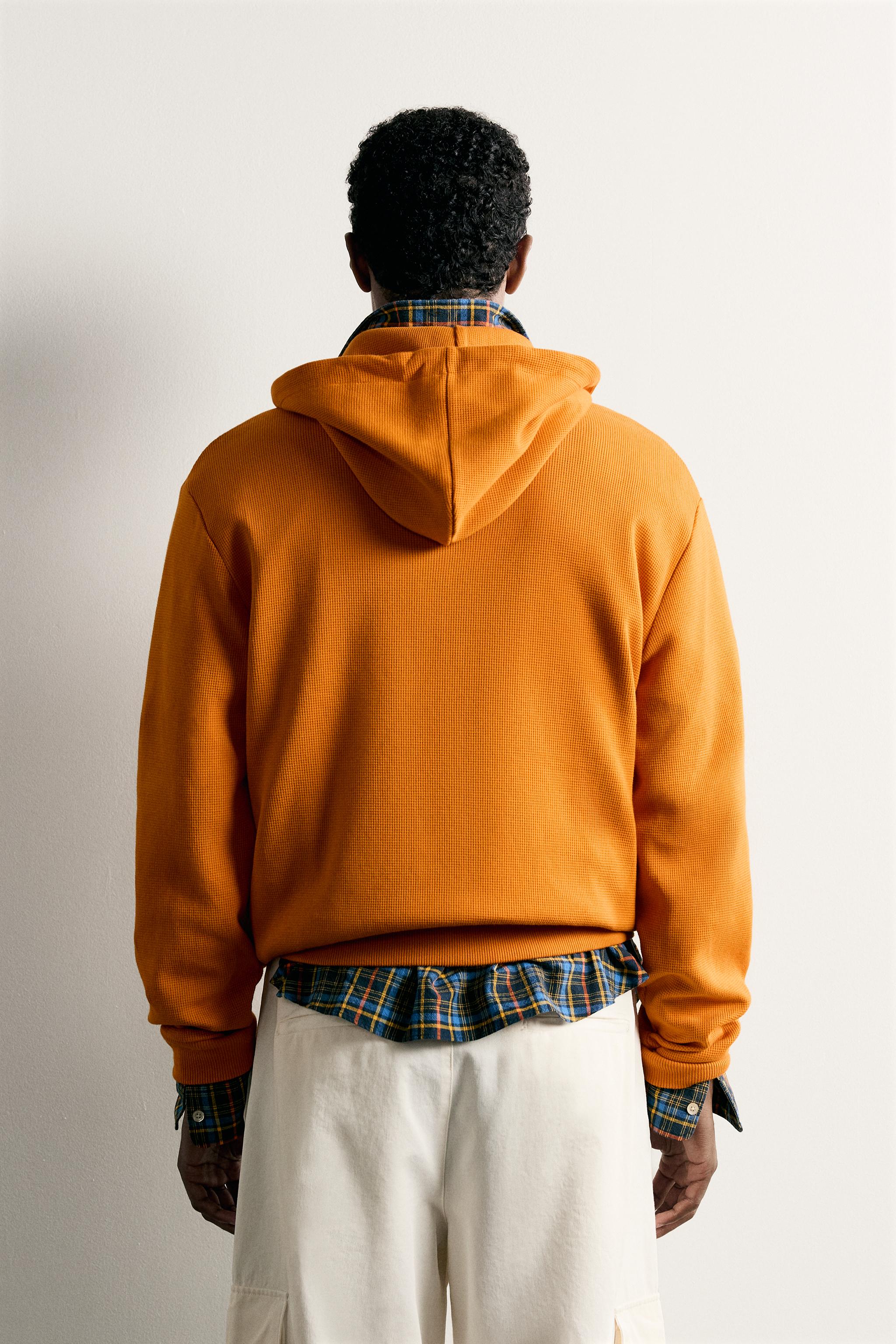 WAFFLE HOODED ZIP SWEATSHIRT